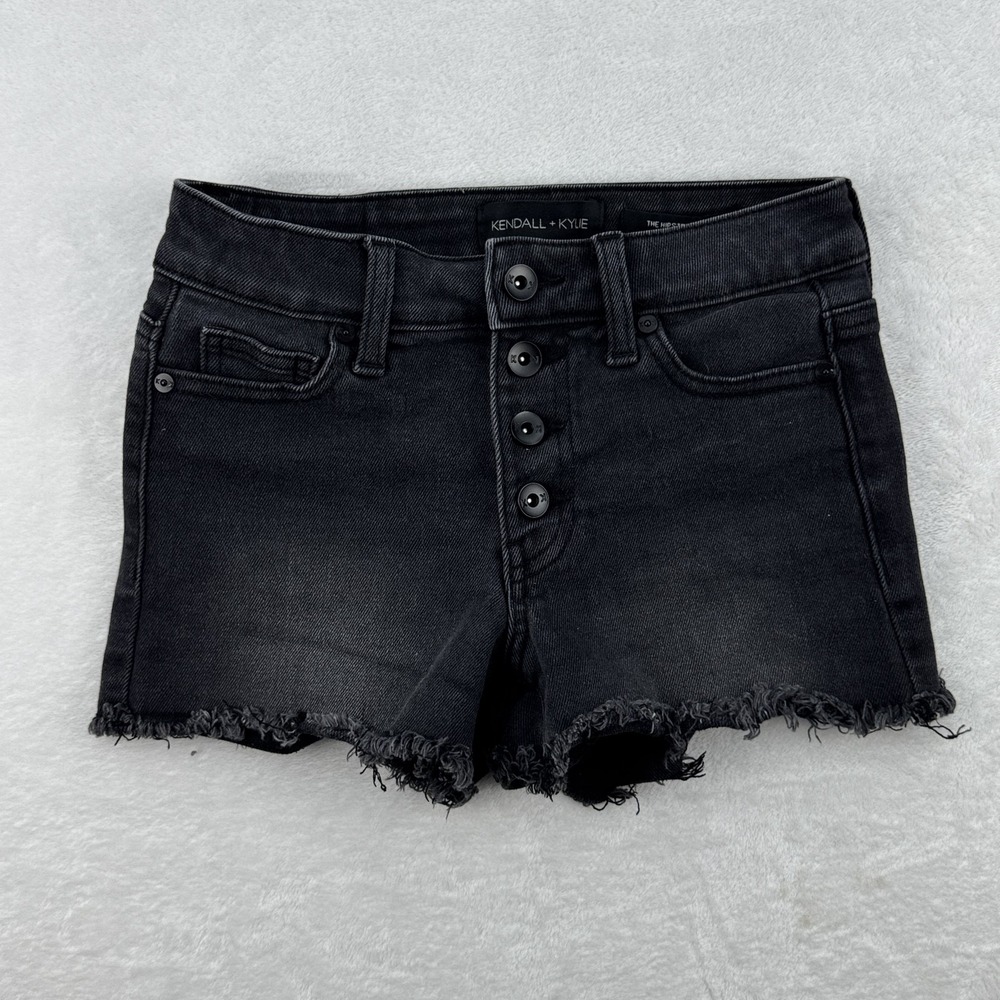 Kendall + Kylie Shorts Womens 0 Hipster Frayed Hem Button Fly Braddock Denim‎